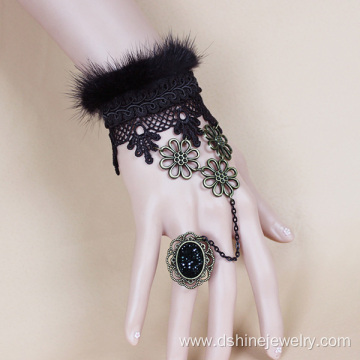 Alloy POM Bangle Ring Lace Jewelry Embroidered Lace Bracelet